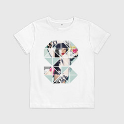 Футболка хлопковая детская Geometric photo, цвет: белый