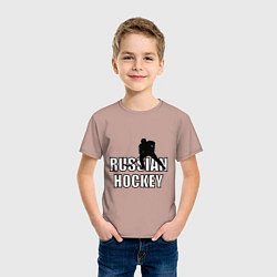 Футболка хлопковая детская Russian hockey, цвет: пыльно-розовый — фото 2
