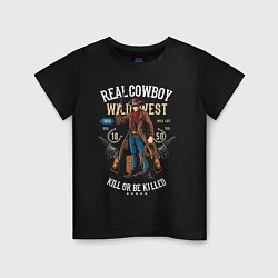 Футболка хлопковая детская Real Cowboy, цвет: черный