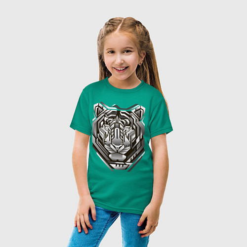 Детская футболка Geometric tiger / Зеленый – фото 4