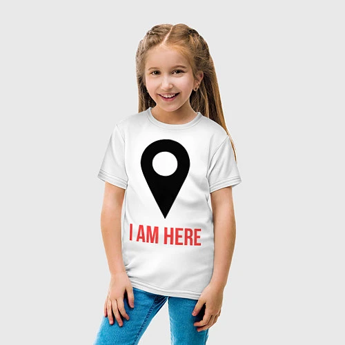 Детская футболка I am Here / Белый – фото 4