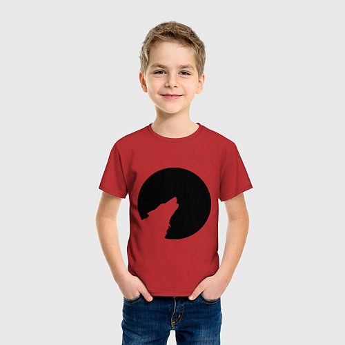 Детская футболка Волчица на луне / Красный – фото 3