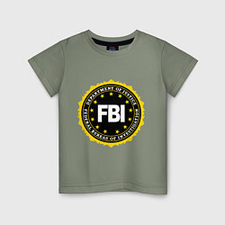 Футболка хлопковая детская FBI Departament, цвет: авокадо