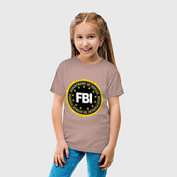 Футболка хлопковая детская FBI Departament, цвет: пыльно-розовый — фото 2