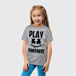 Футболка хлопковая детская Marshmello: Play Fortnite, цвет: меланж — фото 2