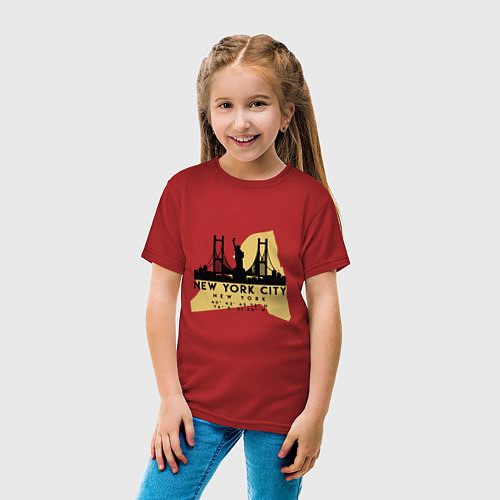 Детская футболка Нью-Йорк - США / Красный – фото 4