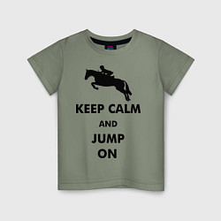 Футболка хлопковая детская Keep Calm & Jump On, цвет: авокадо