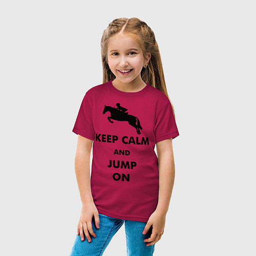 Детская футболка Keep Calm & Jump On / Маджента – фото 4