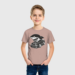 Футболка хлопковая детская Акула на Тойоте, цвет: пыльно-розовый — фото 2