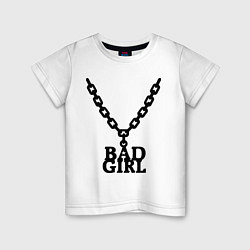 Футболка хлопковая детская Bad girl chain, цвет: белый