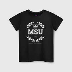 Футболка хлопковая детская MSU, цвет: черный