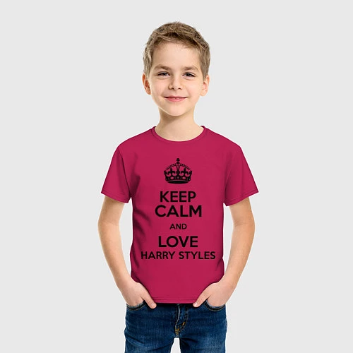 Детская футболка Keep Calm & Love Harry Styles / Маджента – фото 3