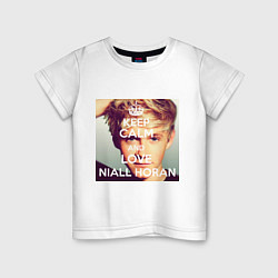 Футболка хлопковая детская Keep Calm & Love Niall Horan, цвет: белый