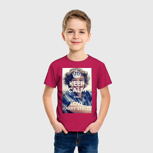 Детская футболка Keep Calm & Love Harry Styles / Маджента – фото 3