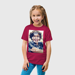 Футболка хлопковая детская Keep Calm & Love Harry Styles, цвет: маджента — фото 2