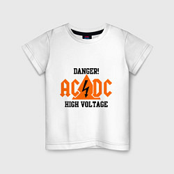 Футболка хлопковая детская AC/DC: High Voltage, цвет: белый