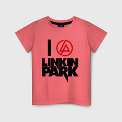 Футболка хлопковая детская I love Linkin Park, цвет: коралловый