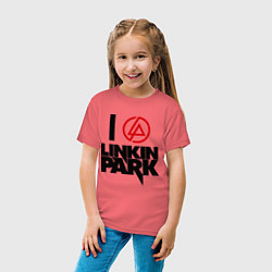 Футболка хлопковая детская I love Linkin Park, цвет: коралловый — фото 2