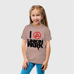 Футболка хлопковая детская I love Linkin Park, цвет: пыльно-розовый — фото 2