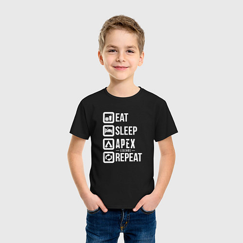 Детская футболка Eat, Sleep, Apex, Repeat / Черный – фото 3