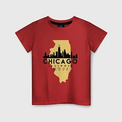 Футболка хлопковая детская Чикаго - США, цвет: красный