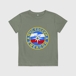 Футболка хлопковая детская Emercom Russia, цвет: авокадо