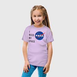 Футболка хлопковая детская Nasa i need my space, цвет: лаванда — фото 2