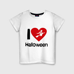 Футболка хлопковая детская I love halloween (Я люблю хэллоуин), цвет: белый