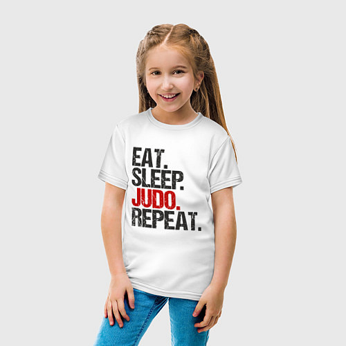 Детская футболка Есть, спать, дзюдо / Белый – фото 4