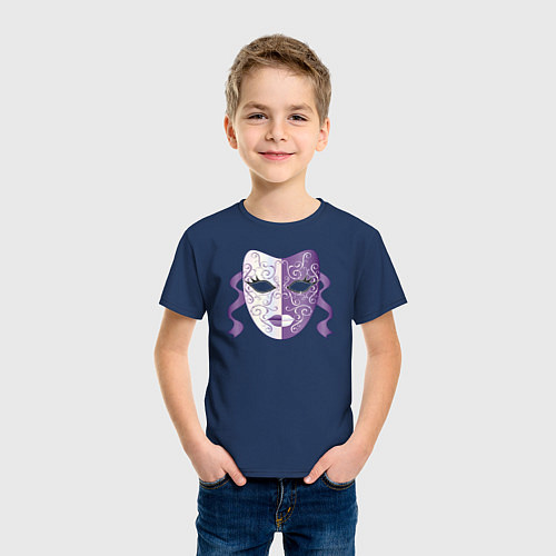 Детская футболка Театральная маска / Тёмно-синий – фото 3