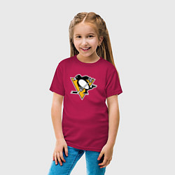 Футболка хлопковая детская Pittsburgh Penguins: Evgeni Malkin, цвет: маджента — фото 2