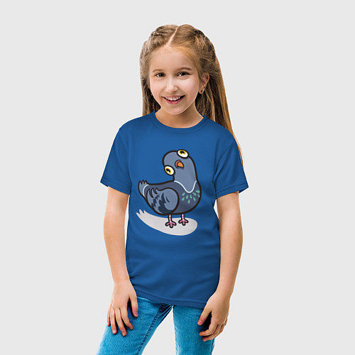 Детская футболка Удивленный голубь / Синий – фото 4