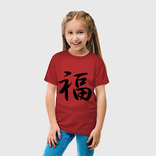 Детская футболка Иероглиф удача / Красный – фото 4
