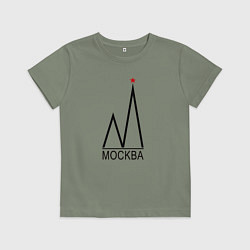 Футболка хлопковая детская Москва-чёрный логотип-2, цвет: авокадо