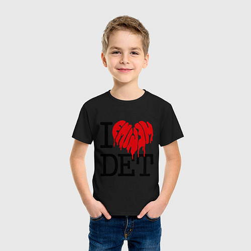 Детская футболка I love DET / Черный – фото 3