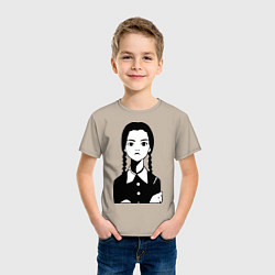 Футболка хлопковая детская Wednesday Addams, цвет: миндальный — фото 2