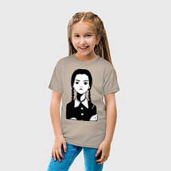 Футболка хлопковая детская Wednesday Addams, цвет: миндальный — фото 2