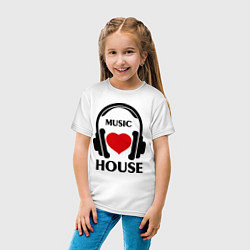 Футболка хлопковая детская House Music is Love, цвет: белый — фото 2