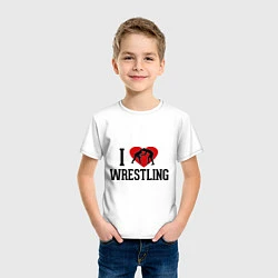 Футболка хлопковая детская I love wrestling, цвет: белый — фото 2