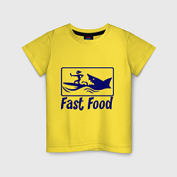 Футболка хлопковая детская Shark fast food, цвет: желтый