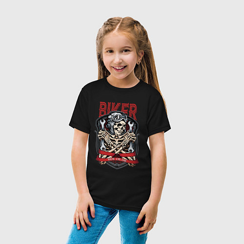 Детская футболка Cool biker Skull / Черный – фото 4