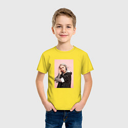 Футболка хлопковая детская Билли Айлиш, цвет: желтый — фото 2