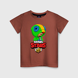 Футболка хлопковая детская BRAWL STARS LEON БРАВЛ СТАРС ЛЕОН, цвет: кирпичный