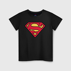 Футболка хлопковая детская Superman logo, цвет: черный