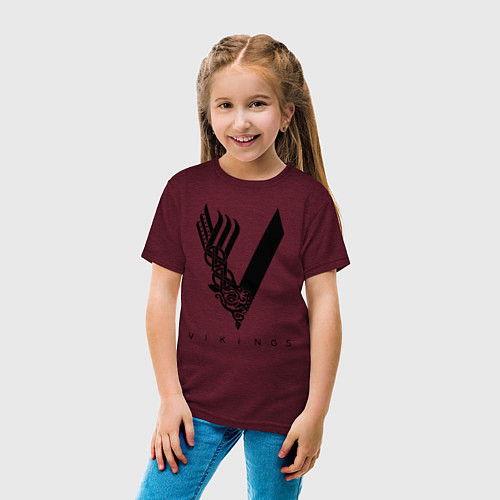 Детская футболка VIKINGS / Меланж-бордовый – фото 4