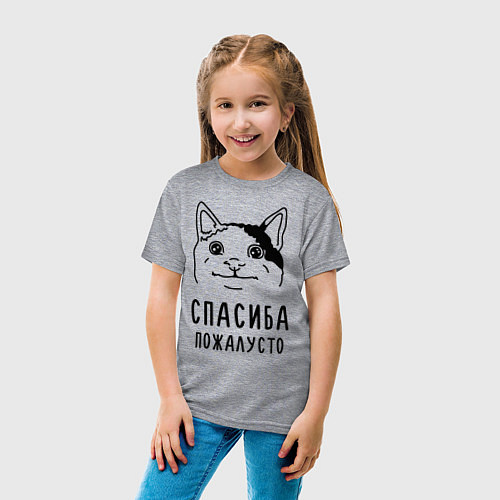 Детская футболка Вежливый котик / Меланж – фото 4