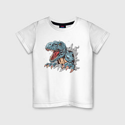 Футболка хлопковая детская Тираннозавр, цвет: белый