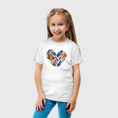 Детская футболка Сердце Из Перьев / Белый – фото 4
