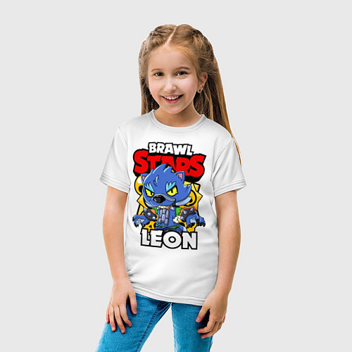 Детская футболка BRAWL STARS WEREWOLF LEON / Белый – фото 4