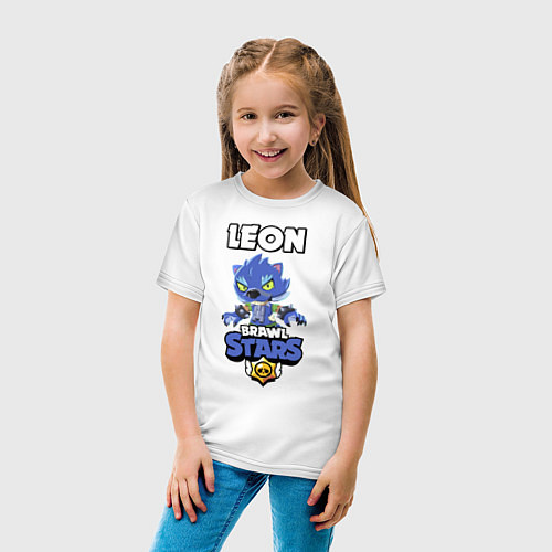 Детская футболка BRAWL STARS ОБОРОТЕНЬ LEON / Белый – фото 4